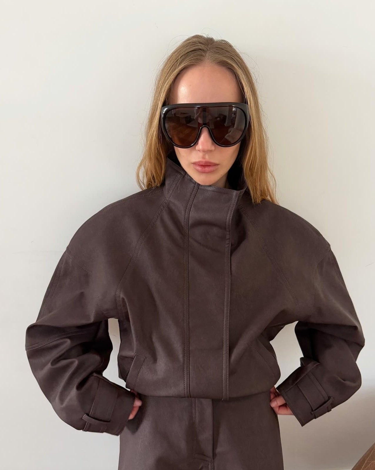 Giacca Emily in finta pelle scamosciata con zip