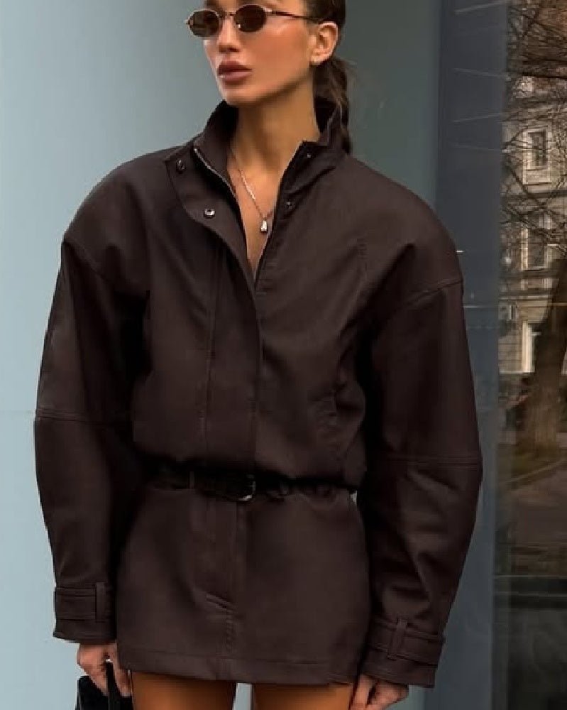 Giacca Emily in finta pelle scamosciata con zip