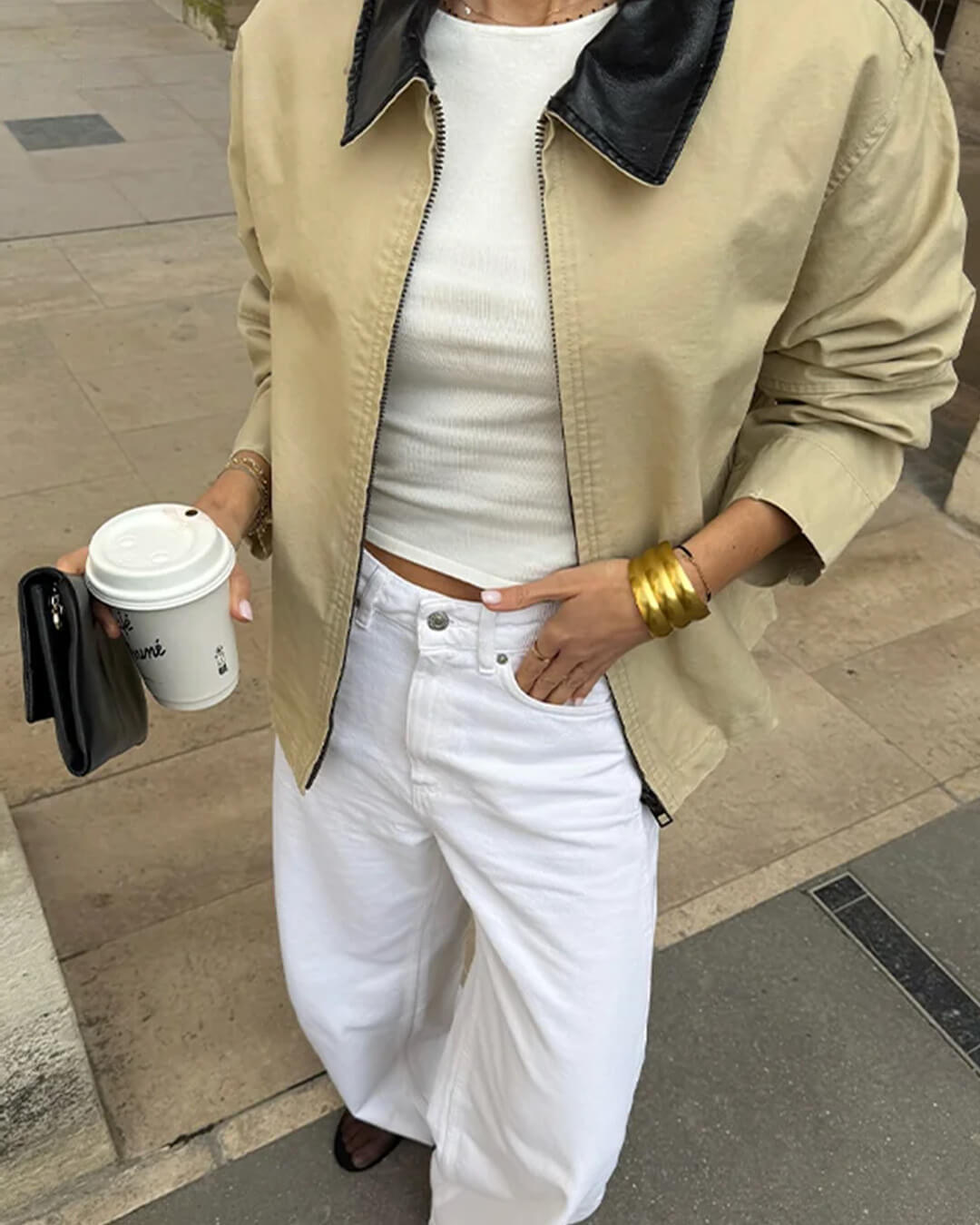 Giacca con zip e colletto a contrasto Jessica