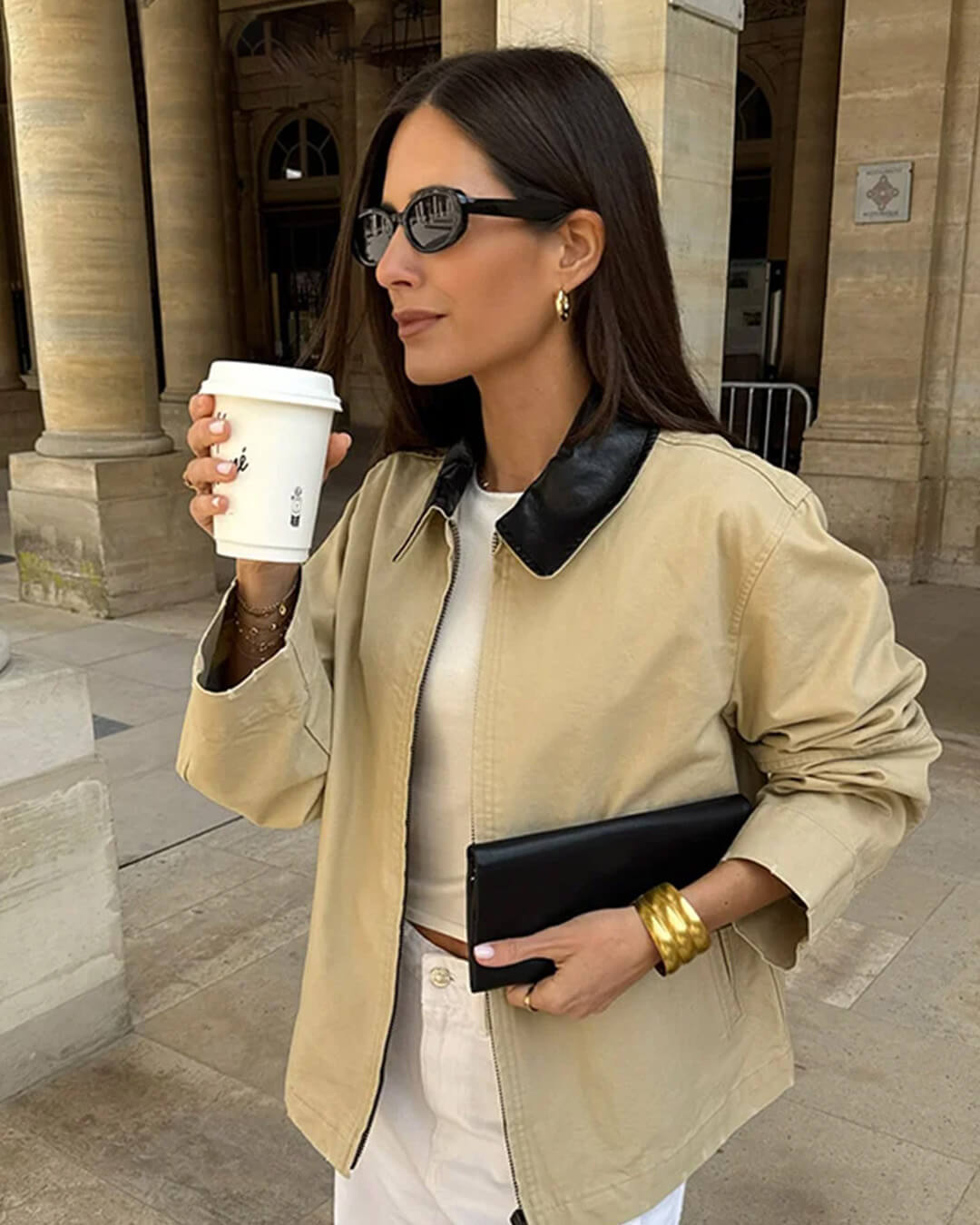 Giacca con zip e colletto a contrasto Jessica