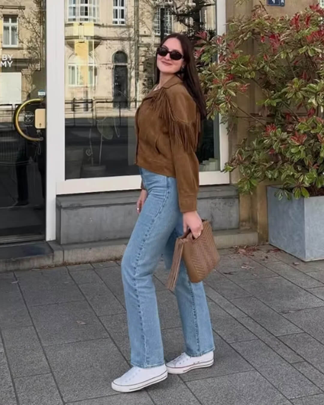 Giacca western Julie in finta pelle scamosciata con frange