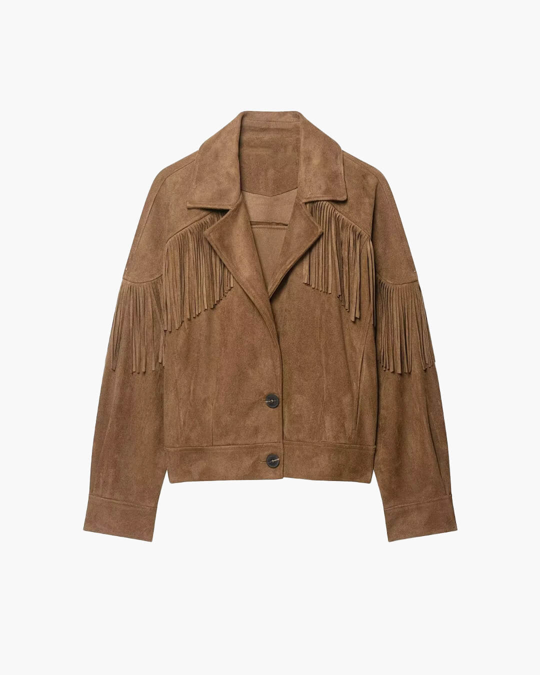 Giacca western Julie in finta pelle scamosciata con frange