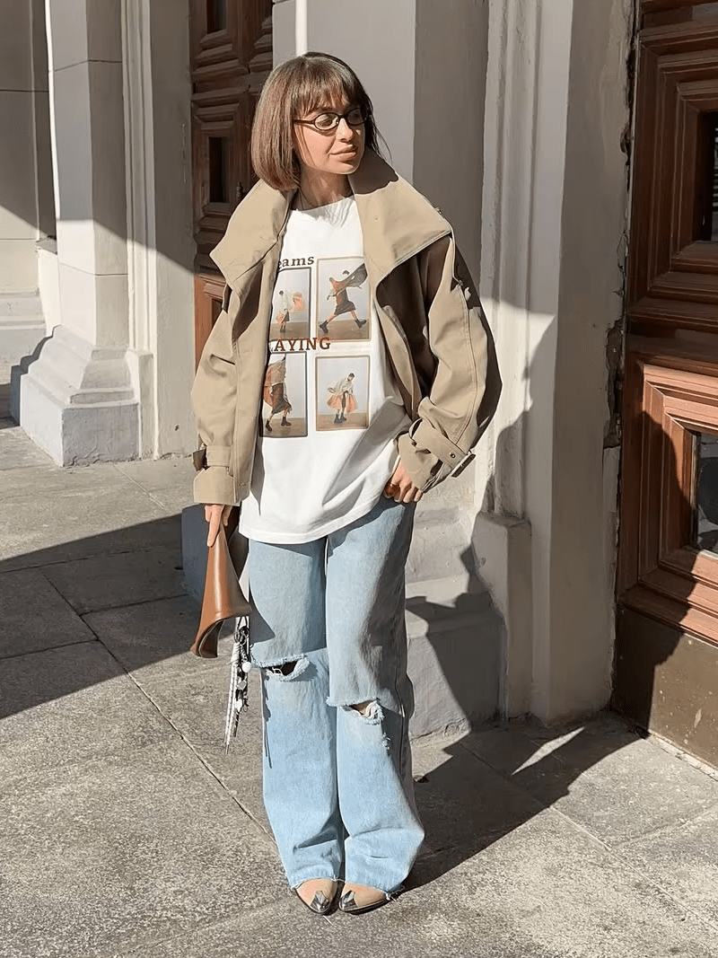 Giacca Trench Corto con Collo Alto Natalie