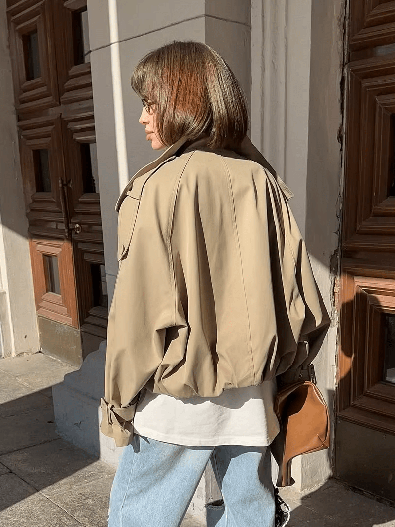 Giacca Trench Corto con Collo Alto Natalie