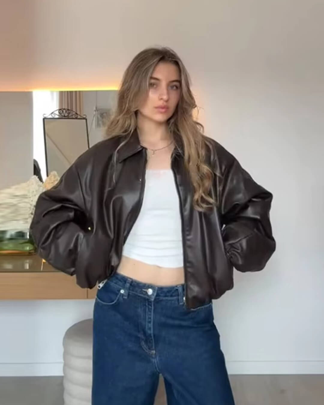 Bomber Sienna in ecopelle