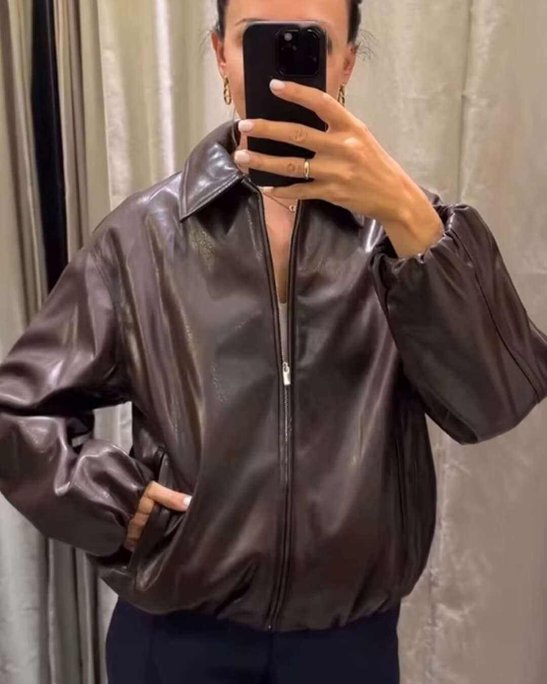 Bomber Sienna in ecopelle