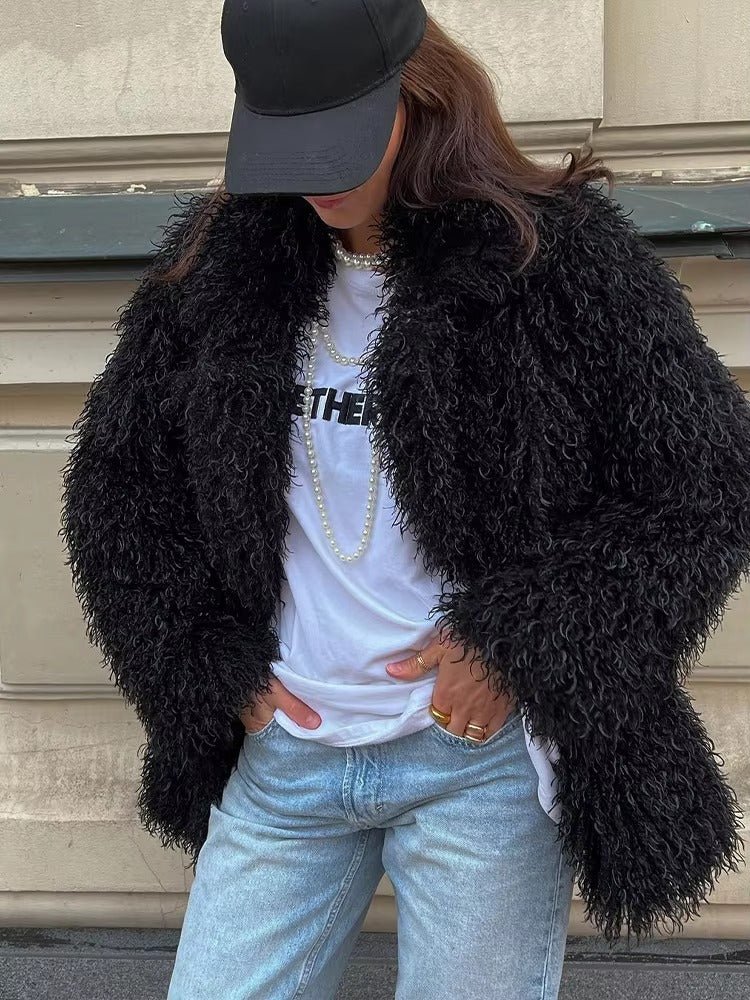 ZEYA Nadine Short Faux Fur Coat in Black