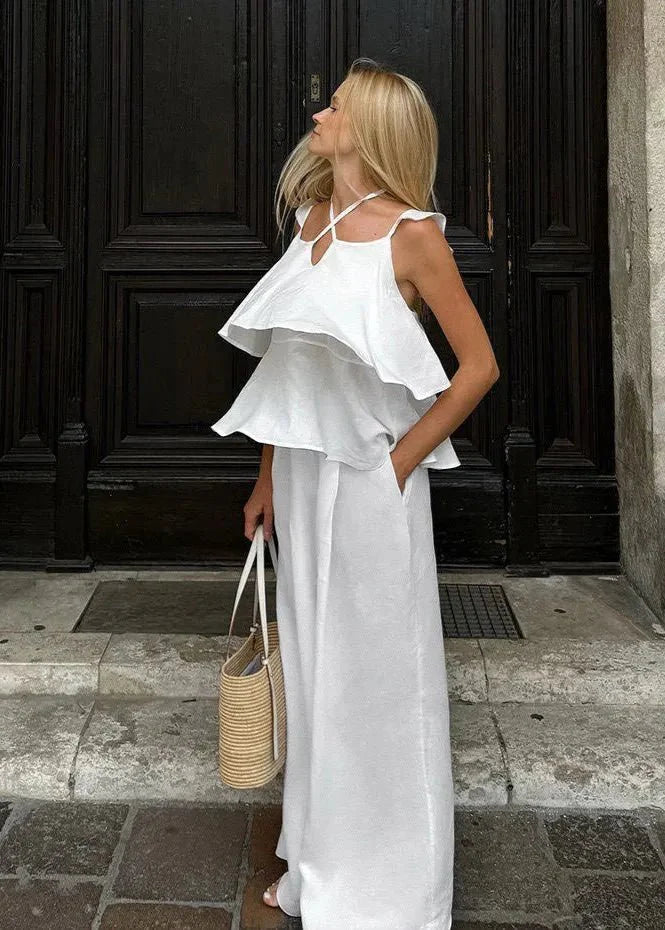 Completo Mara Flowy con volant — top e pantaloni