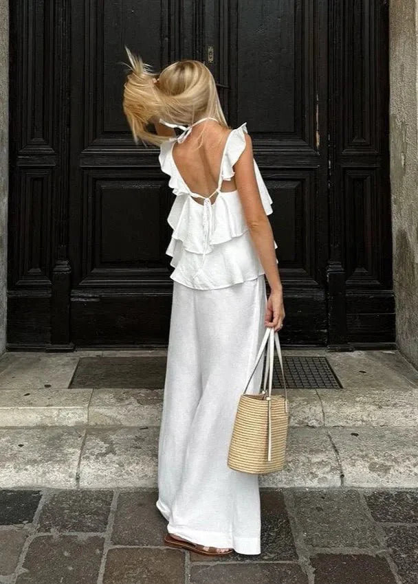 Completo Mara Flowy con volant — top e pantaloni