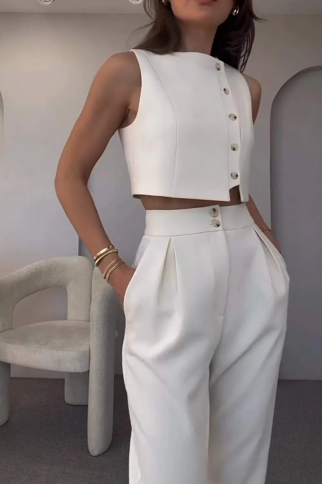 Hayley top corto set in due pezzi