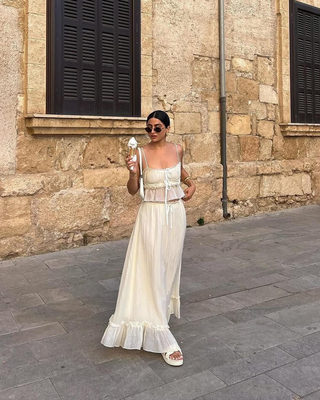 Set gonna maxi e top cami arricciati Valerie