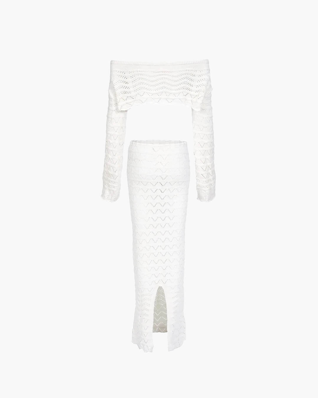Completo in maglia Sienna con spalle scoperte