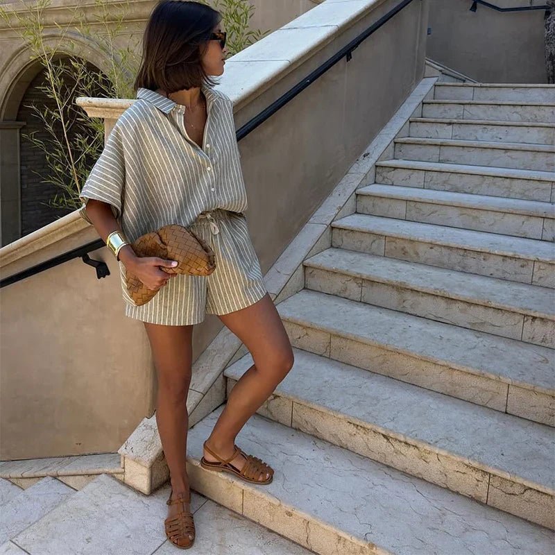 Completo short a righe Mara