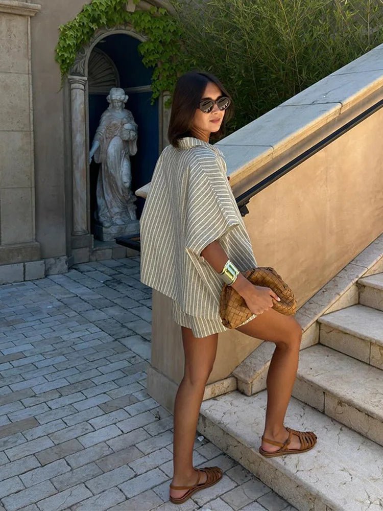 Completo short a righe Mara