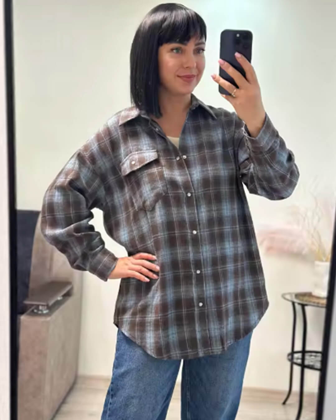 Camicia oversize a quadri Kate