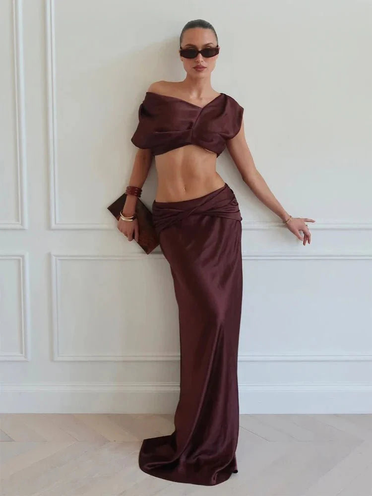 Set due pezzi Miranda in satin plissé