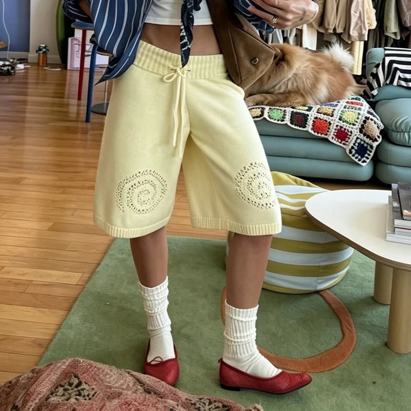 Pantaloncini culotte a gamba larga Evelyn in maglia