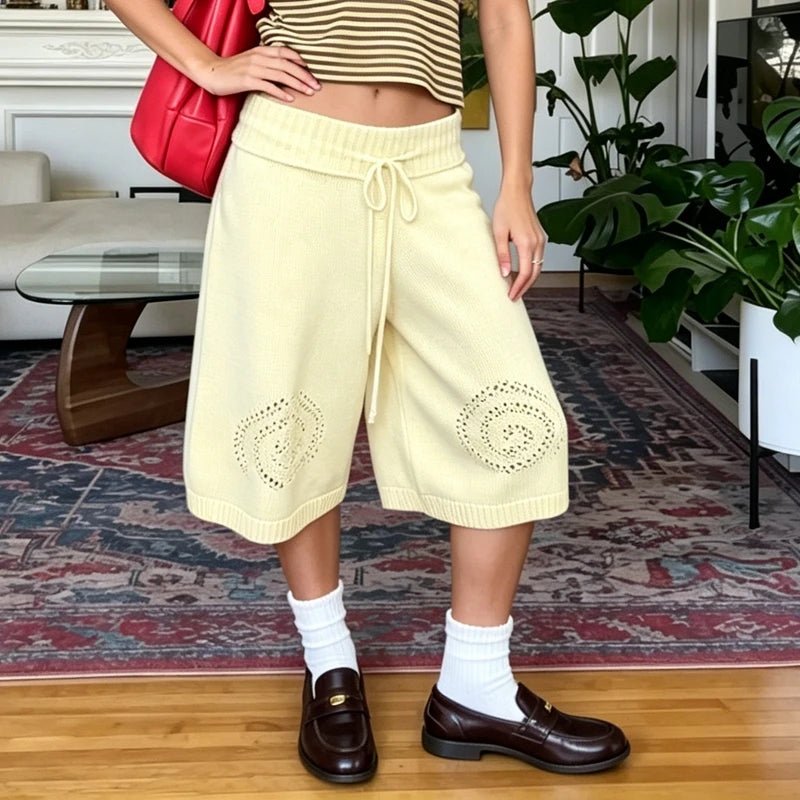 Pantaloncini culotte a gamba larga Evelyn in maglia