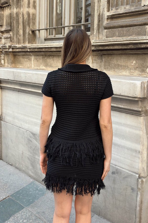 Demetra completo gonna con frange lavorata a maglia