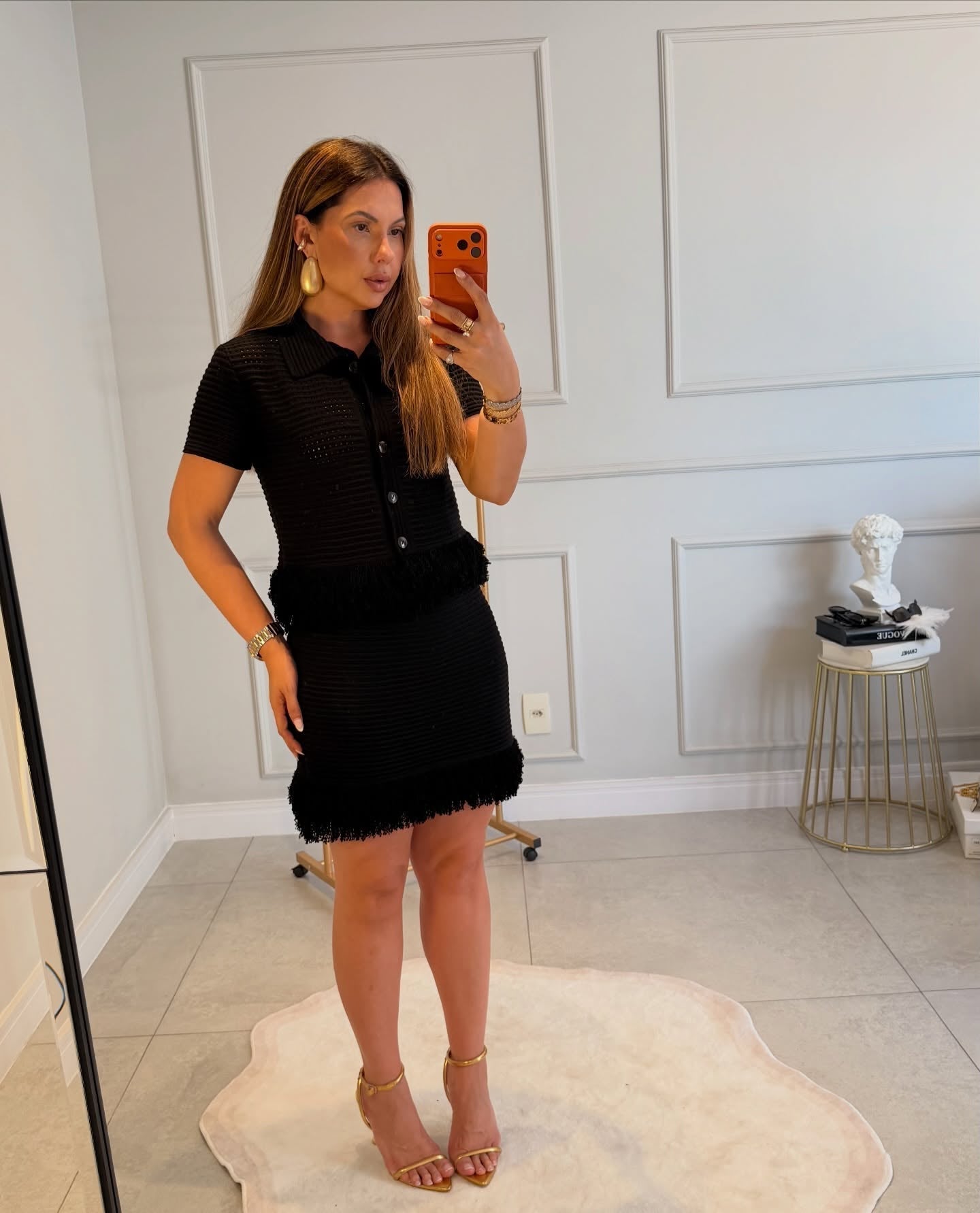 Demetra completo gonna con frange lavorata a maglia