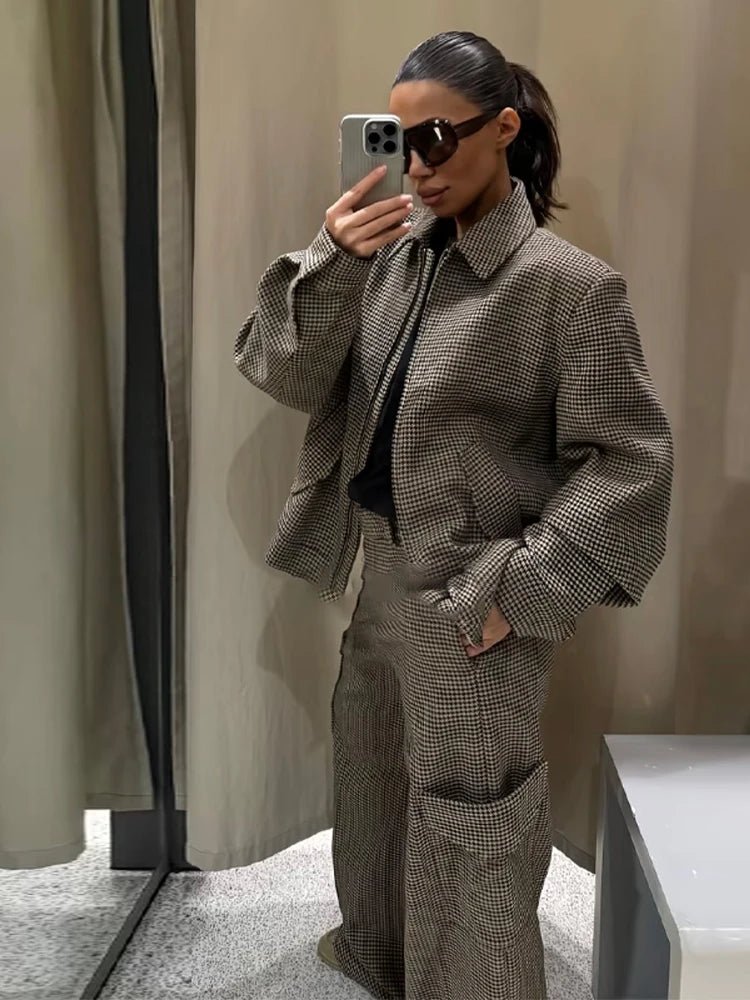 Completo blazer imbottito pied de poule Lily