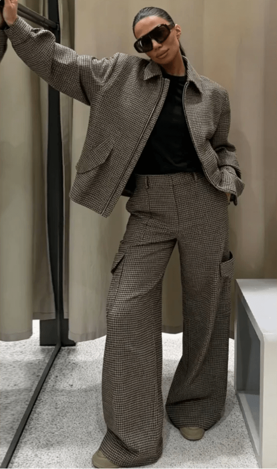 Completo blazer imbottito pied de poule Lily