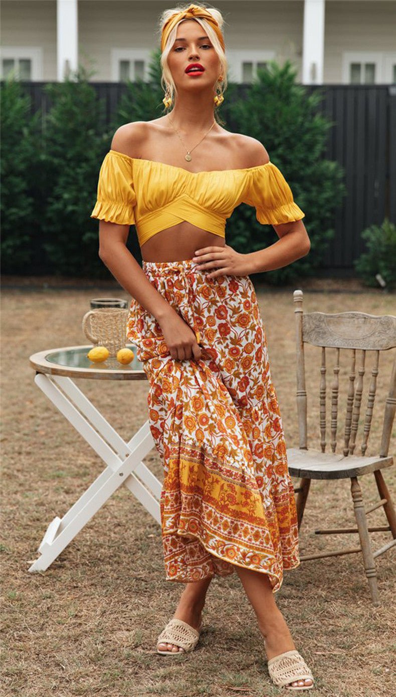 Crop Top Leah con Maniche a Sbuffo Fluttuanti