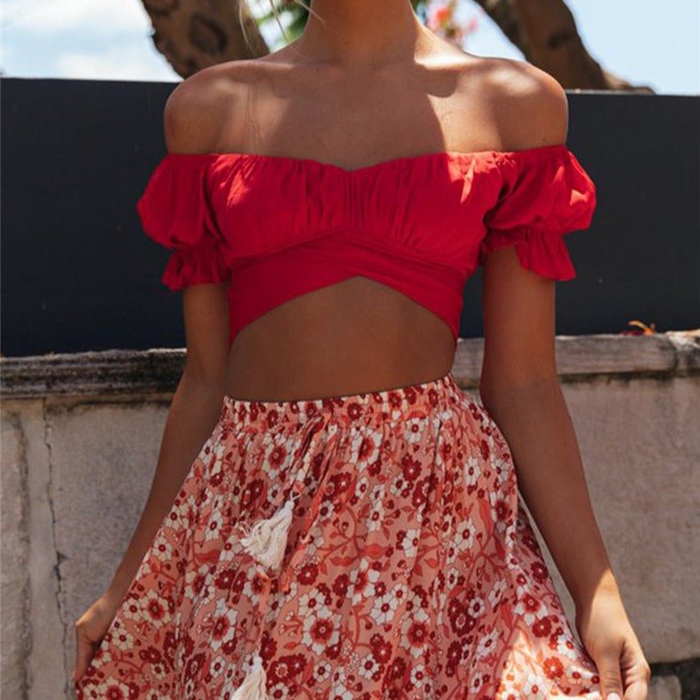 Crop Top Leah con Maniche a Sbuffo Fluttuanti