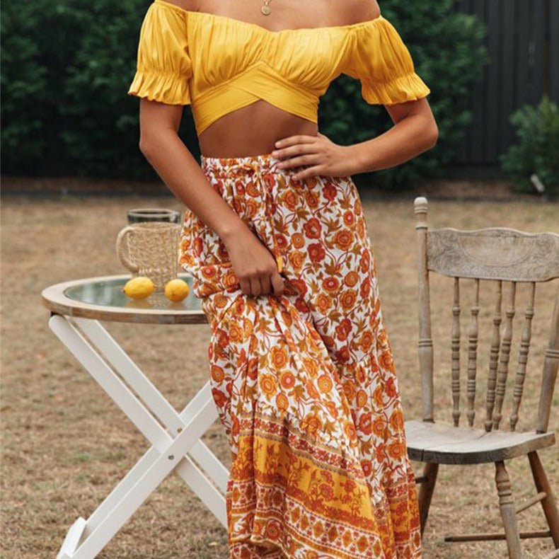 Crop Top Leah con Maniche a Sbuffo Fluttuanti