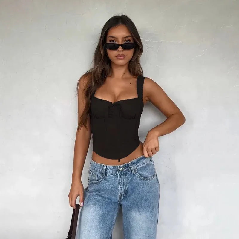 Top cami Mika con bordo in pizzo
