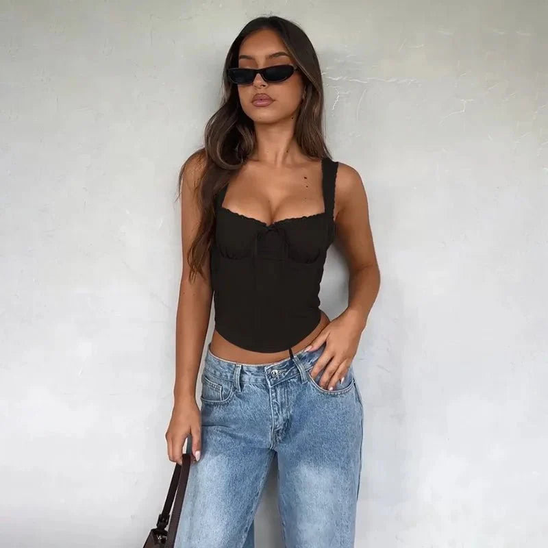 Top cami Mika con bordo in pizzo