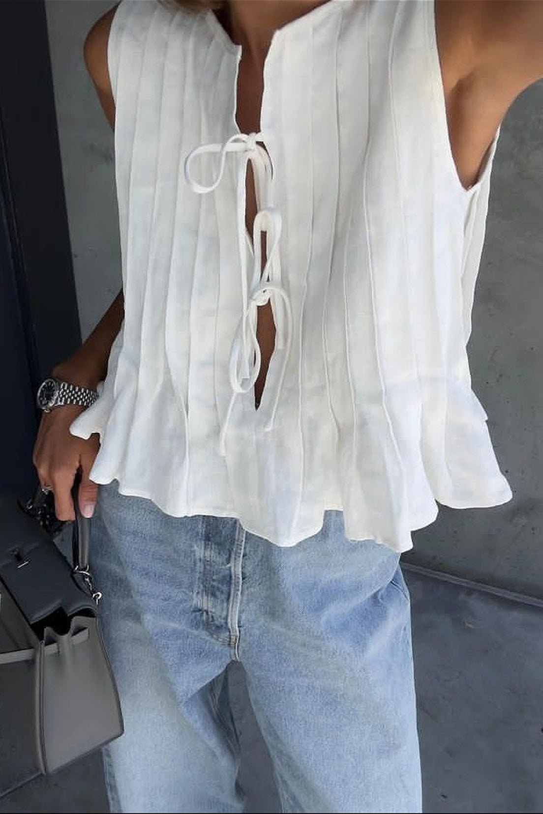 Top con Volant Marigold con Nodo Frontale