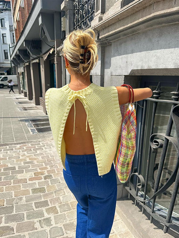 Emelia canotta lavorata a maglia con schiena scoperta