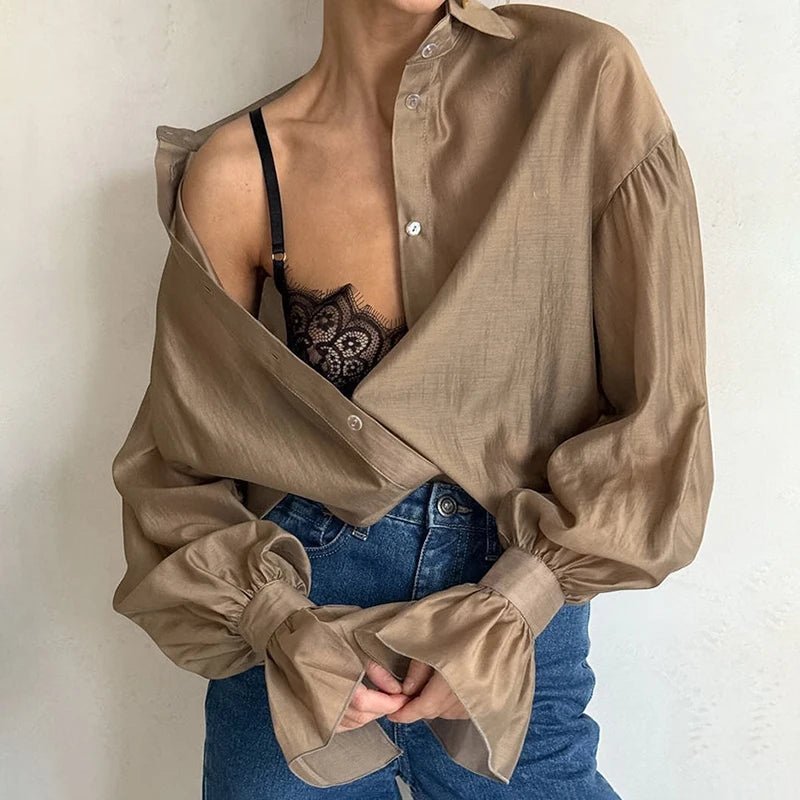 Blusa trasparente a maniche lunghe Vivienne