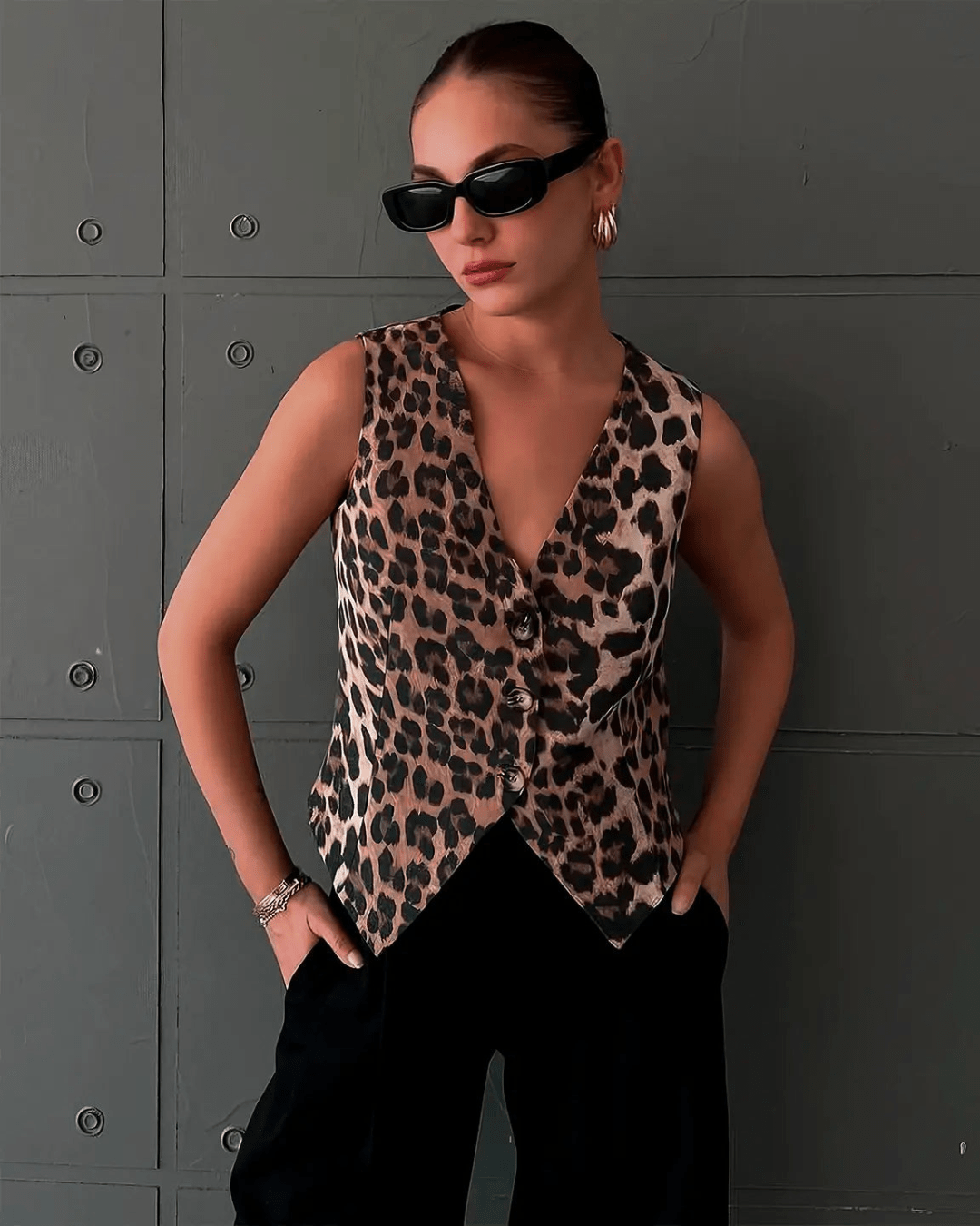 Monica gilet stampa leopardata