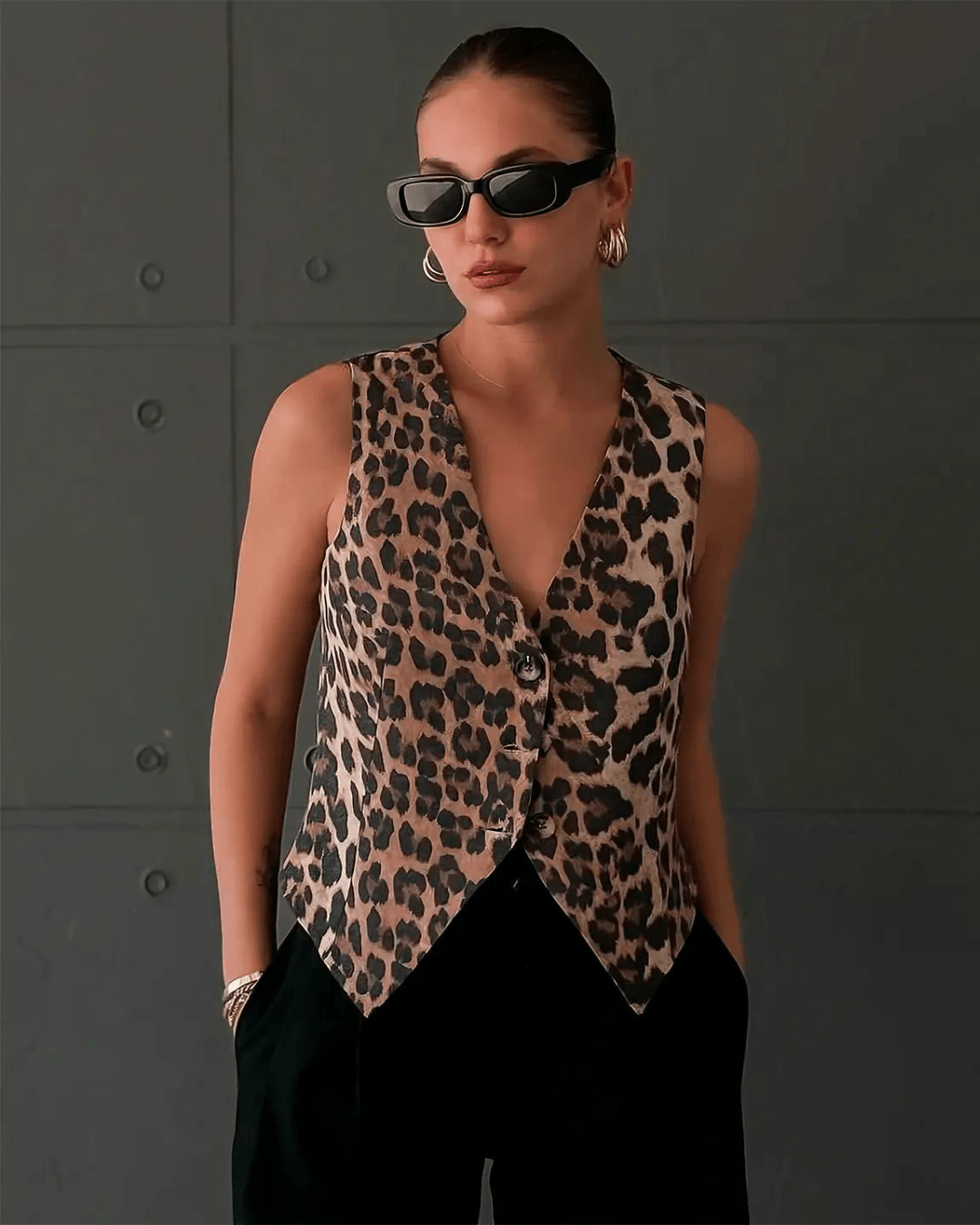 Monica gilet stampa leopardata