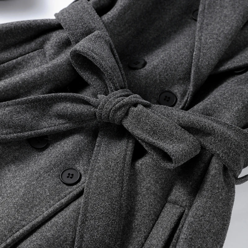 ZEYA - Alicia Gray Belted Long Coat