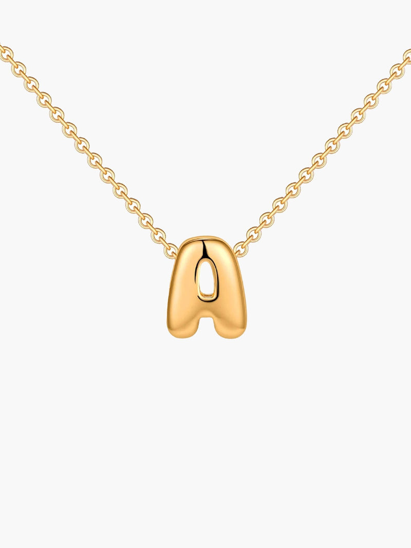 ZEYA - Alouette Gold Initial Necklace - Dainty 3D Bubble Name Jewelry for Women