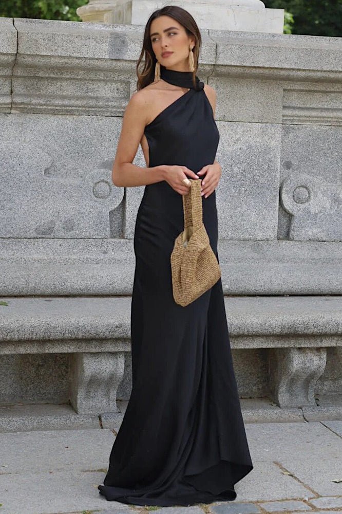 ZEYA - Aneta Satin Halter Cape Dress