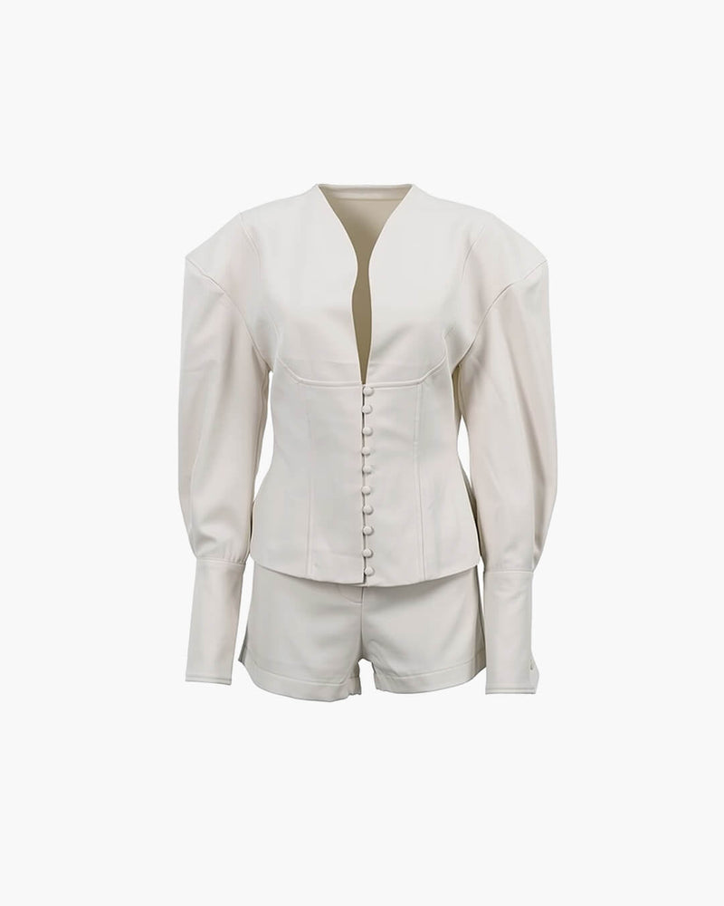 ZEYA - Angela Cinched - Waist Blazer Shorts Set