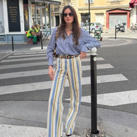 Pantaloni a vita bassa rigati Angela