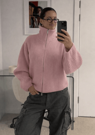 Maglione Angela oversize a costine con zip
