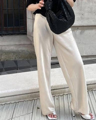 Angelita Pantaloni Satinati a Gamba Larga