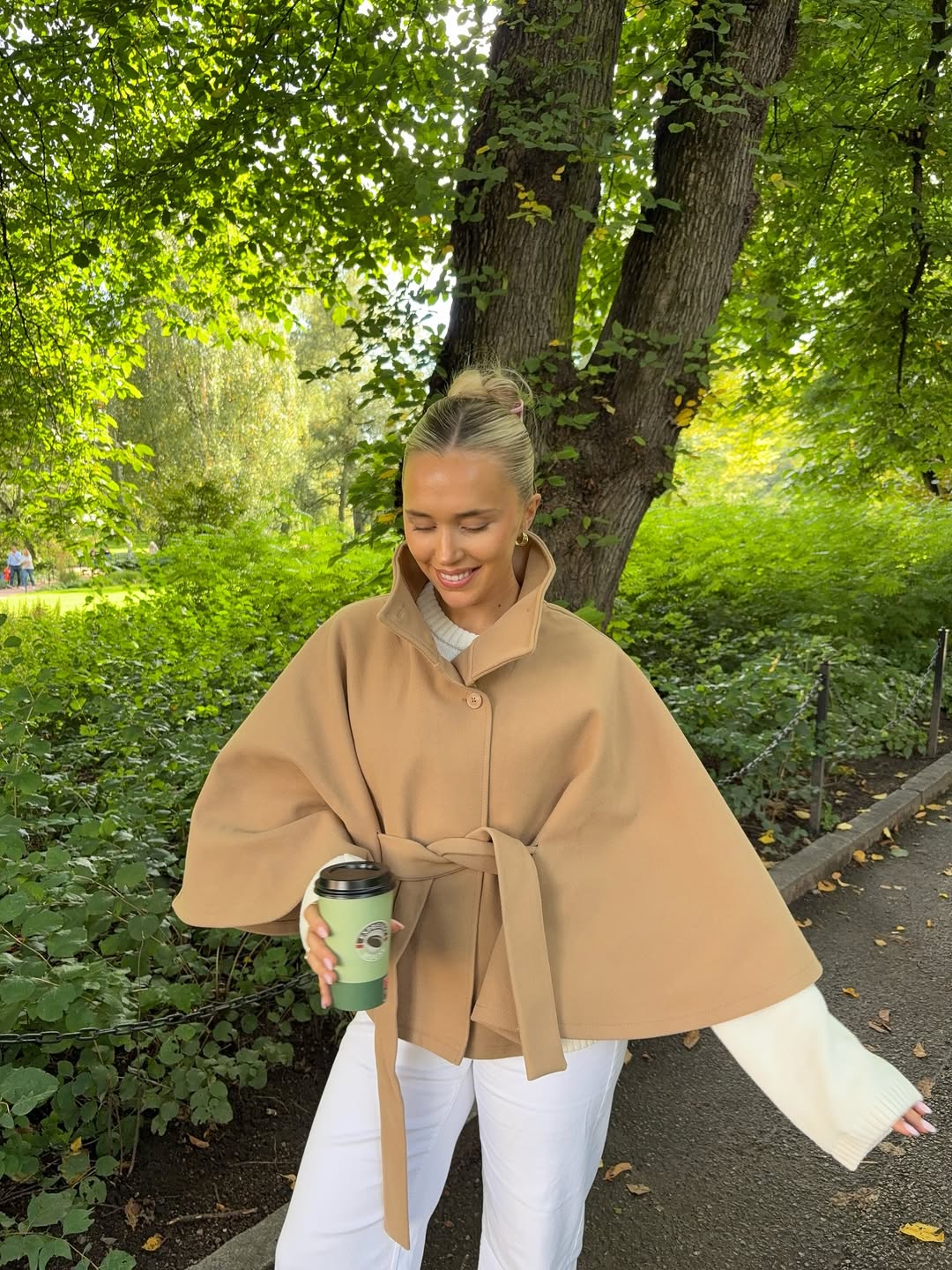 ZEYA - Arianne Elegant High - Neck Belted Cape Jacket