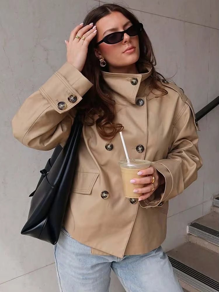 ZEYA - Audrey Beige Double Breasted Trench Coat
