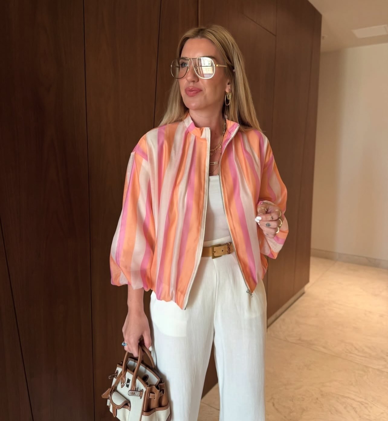 ZEYA - Audrey Striped Bomber Jacket