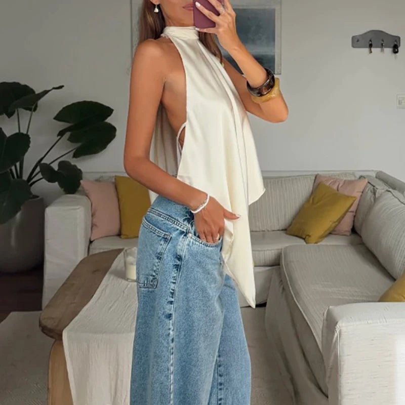 ZEYA - Ava Backless Halter Silk Top