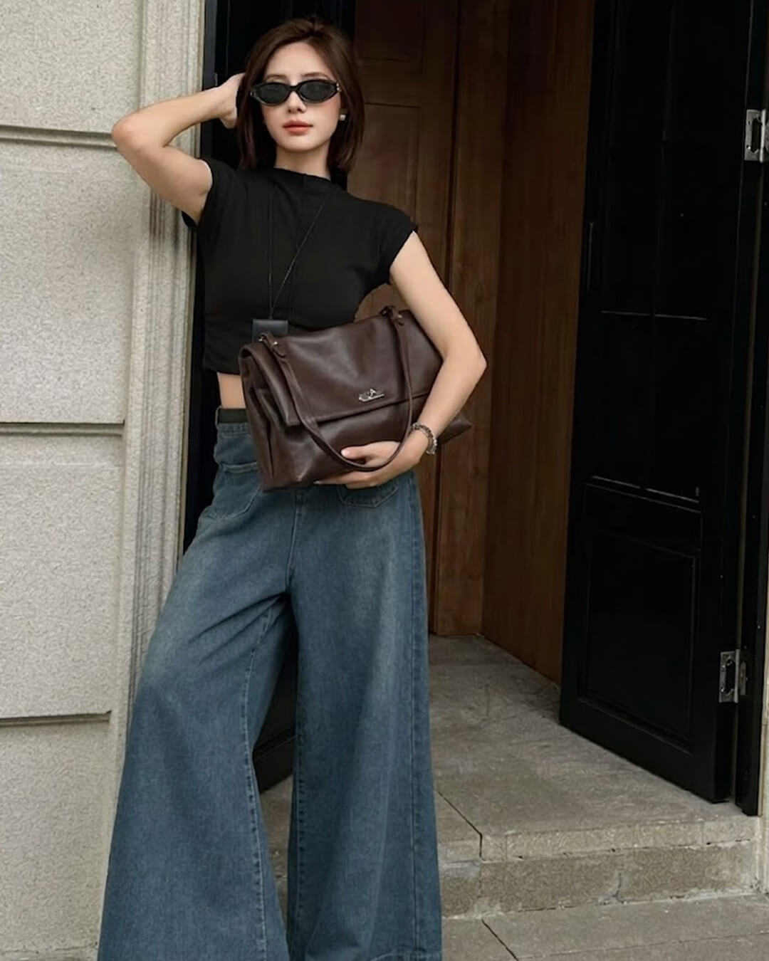 ZEYA - Ava Maxi Flap Leather Shoulder Bag