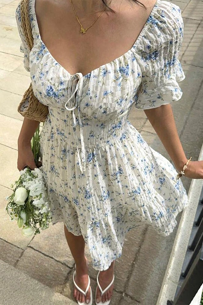 ZEYA - Bianca Floral Lace - Up Mini Dress
