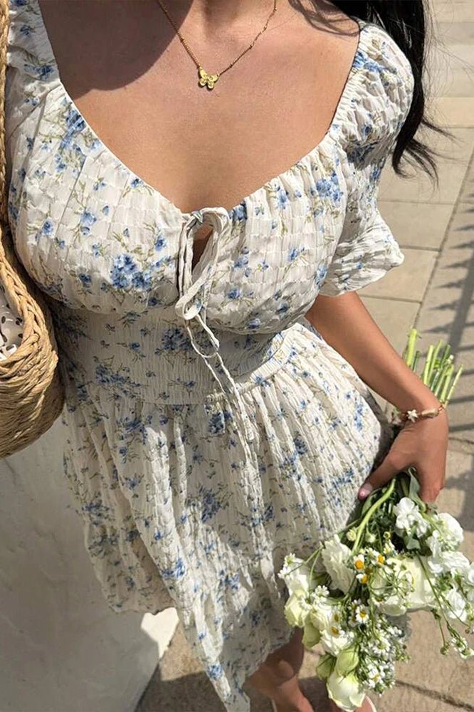ZEYA - Bianca Floral Lace - Up Mini Dress
